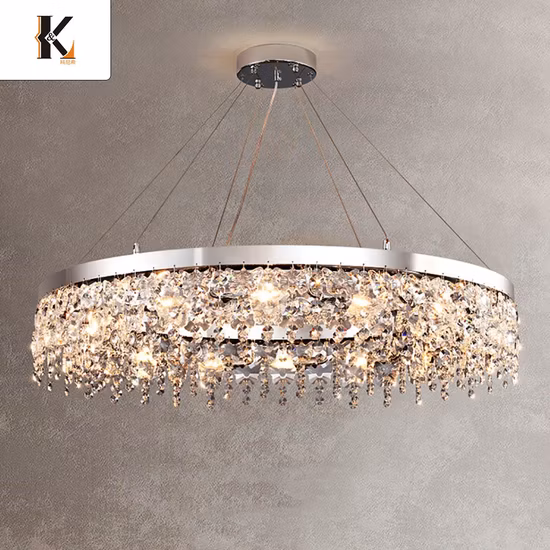 China Chandelier Crystal Trimming Ready to Ship Luxury Round Large Gold K9 Candle Chandelier Decorative Pendant Lights Modern Luxury Retro Crystal Chandelier