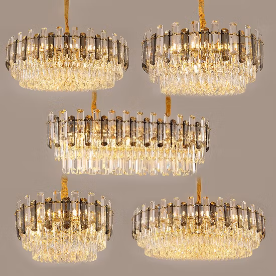 Crystal Ceiling Pendant Light China Modern European Style Crystal Brass Hanging Ceiling Lamp LED Lighting Classical Hotel Chandelier Crystal Ceiling Light