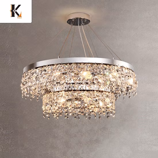 China Chandelier Crystal Trimming Ready to Ship Luxury Round Large Gold K9 Candle Chandelier Decorative Pendant Lights Modern Luxury Retro Crystal Chandelier