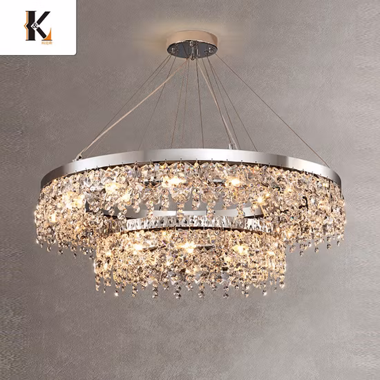 China Chandelier Crystal Trimming Ready to Ship Luxury Round Large Gold K9 Candle Chandelier Decorative Pendant Lights Modern Luxury Retro Crystal Chandelier