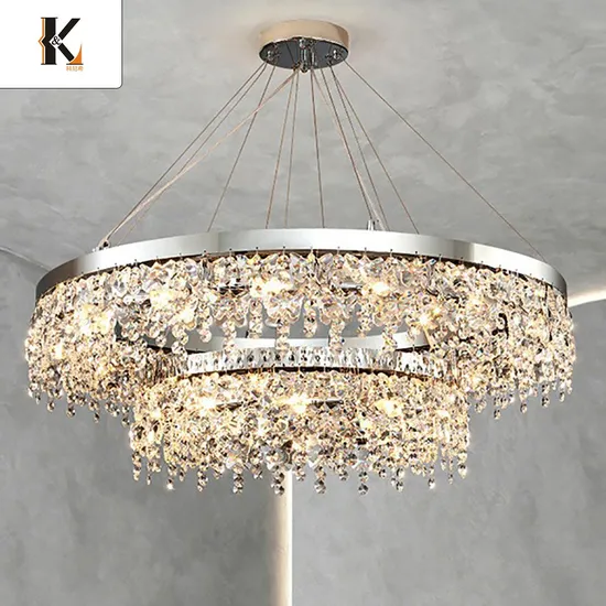 China Chandelier Crystal Trimming Ready to Ship Luxury Round Large Gold K9 Candle Chandelier Decorative Pendant Lights Modern Luxury Retro Crystal Chandelier