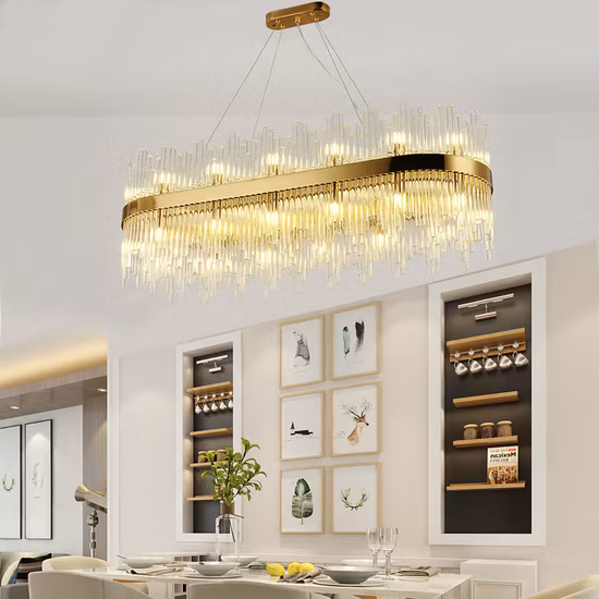 Lustres de cristal de cristal retângulo de ouro claro e moderno decorativo para casa (WH-AP-89)